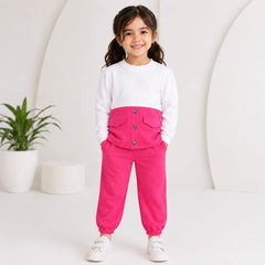 Pink Two Colors Button Kids Wear