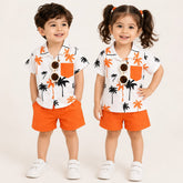 Palm Tree Printed Shirt & Shorts Co-Ord Set