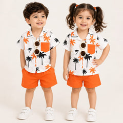 Palm Tree Printed Shirt & Shorts Co-Ord Set
