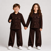 CHOCLATE BROWN FULL SLEEVES SHIRT DOUBLE POKET KIDS WEAR