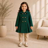 Green Wastern Style Button Kids Fleece Coat