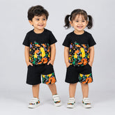 Kids’ Black Printed 2-Piece T-Shirt & Shorts Set