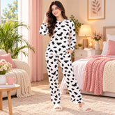 Black & White Cow Print Women’s Pajama Set