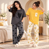 Women Heart & Sunflower Designs Print Suit Set ( Pack of Two )