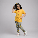 Yellow hand & red heart girl suit