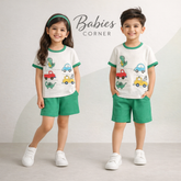 GREEN MINI CARS KIDS SHORT SLEEVE KIDS WEAR