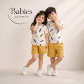 YELLOW MINI LEAF KIDS SHORT SLEEVE KIDS WEAR