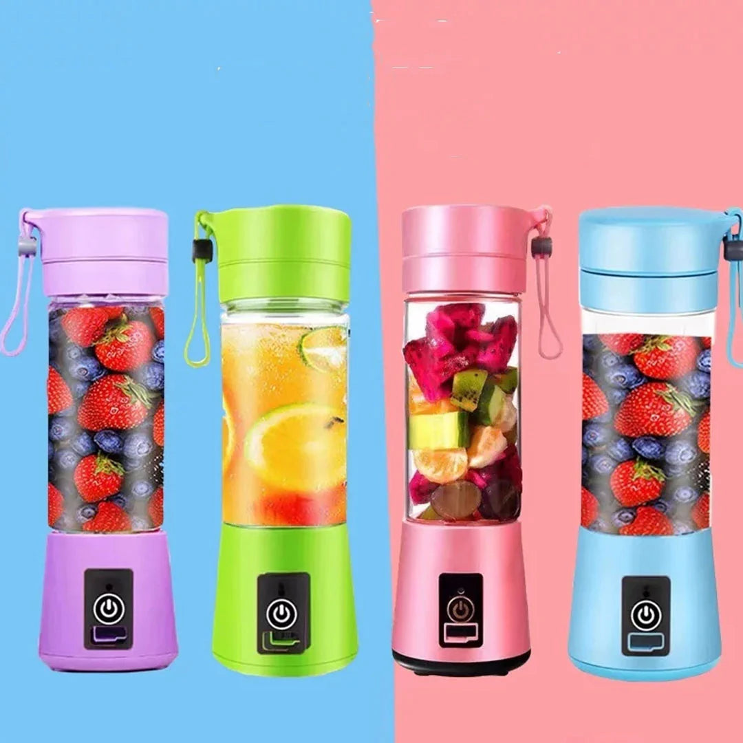 USB Chargeable Juicer Blender 6 Blades Portable Blender Mini 6 Blade Juicer Cup 380ml - Smoothie Maker Electric Travel Juicer Blender Machine Rechargeable Multicolour