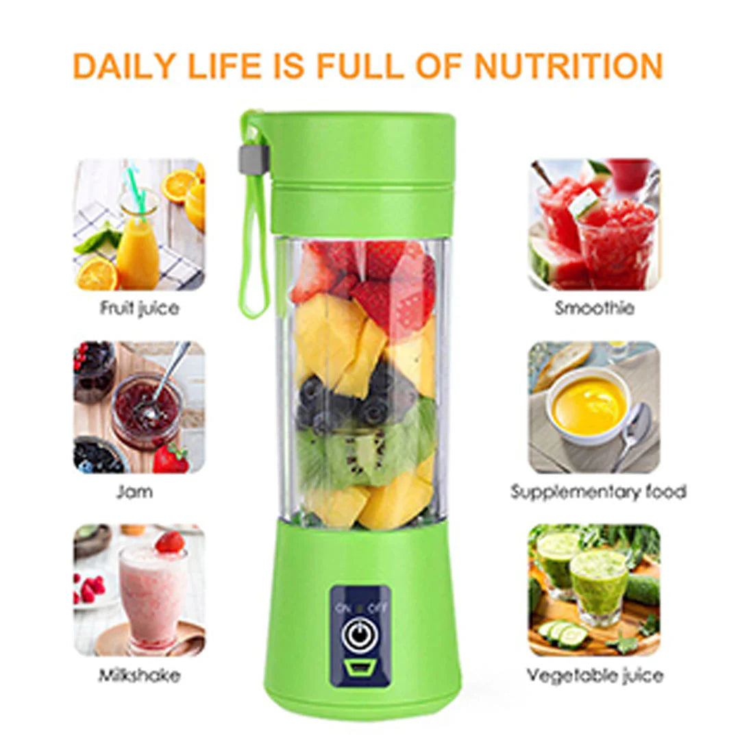 USB Chargeable Juicer Blender 6 Blades Portable Blender Mini 6 Blade Juicer Cup 380ml - Smoothie Maker Electric Travel Juicer Blender Machine Rechargeable Multicolour
