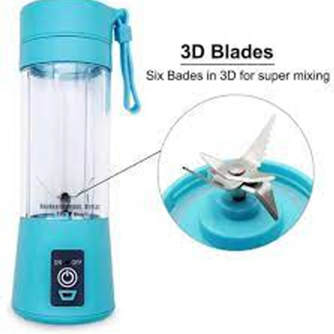 USB Chargeable Juicer Blender 6 Blades Portable Blender Mini 6 Blade Juicer Cup 380ml - Smoothie Maker Electric Travel Juicer Blender Machine Rechargeable Multicolour