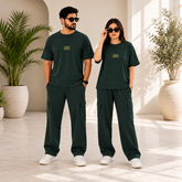 Forest Green Drop-Shoulder T-Shirt with Center Logo Unisex