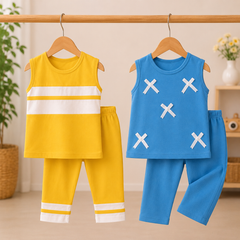 Soft Casual Outfit Premium Cotton Sleeveless Summer Co-Ord Set Pack of 2