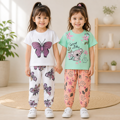 Butterfly & Good Night Koala Printed Pajama Set Pack of 2