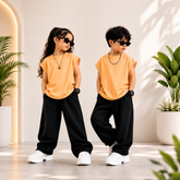 Peach Korean Oversized Baggy Co-Ord Set