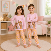 Pink Safari Giraffe Printed Kids Wear