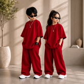 Red Kids Baggy Co-Ord Set – Premium Casual Wear for Boys (1-10 Years)