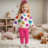 Vibrant Floral Print Kids' Sweatshirt & Trouser