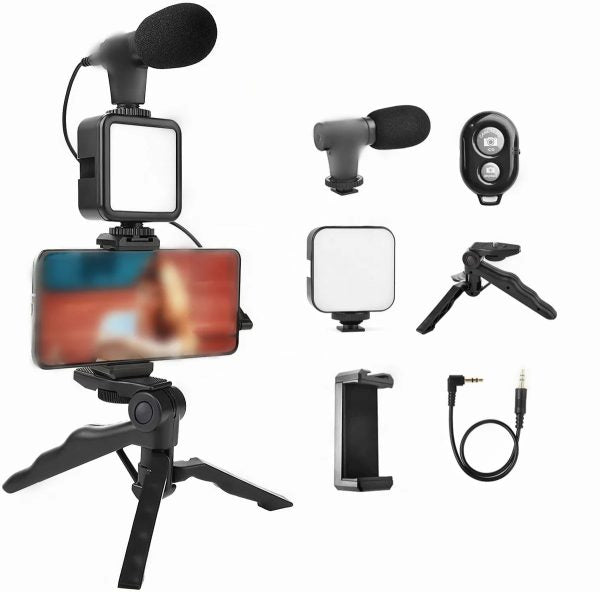 Vlogger Video Making Kits Vlog Microphone Led Fill Light Mini Tripod Mobile Holder Shopcify