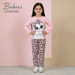 PINK Cute Kitty with cheetha pajama Printed Kids Wear