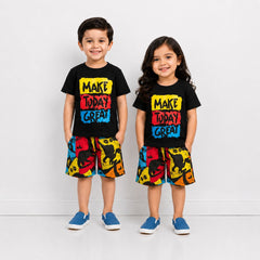 BLACK MAKE TODAY GREAT HALF SLEEVES KIDS WEAR