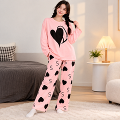 Heart and S Print  Night Dress For Women