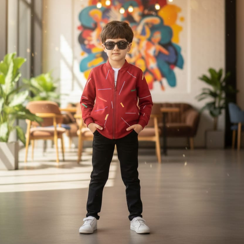 RED STRIPE PREMIUM WINTER KIDS TRACKSUITS