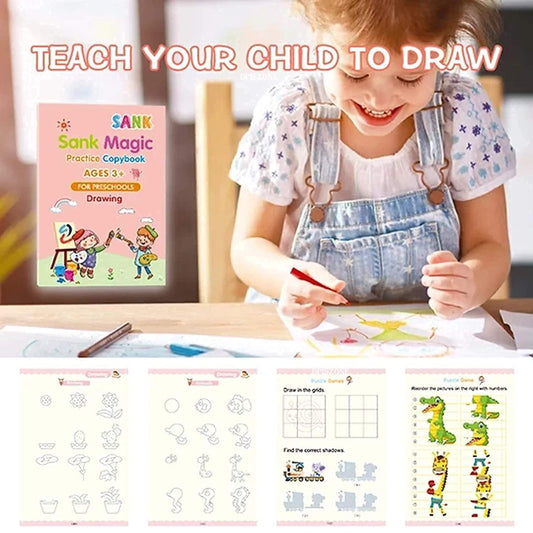 Sank Magic Practice Copybook, (4 Books + 10 REFILL+1 Pen +1 Grip) Number Tracing Book for Preschoolers with Pen, Magic Calligraphy Copybook Set Practical Reusable Writing Tool Simple Hand Lettering by Sank Magic (Author)