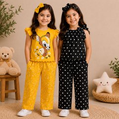 Girls' Cartoon & Polka Dot Summer Co-Ord Set – Pack of 2