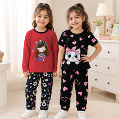 Doll Princess & Cute Kitty Heart Printed Suit Set   Pack of 2