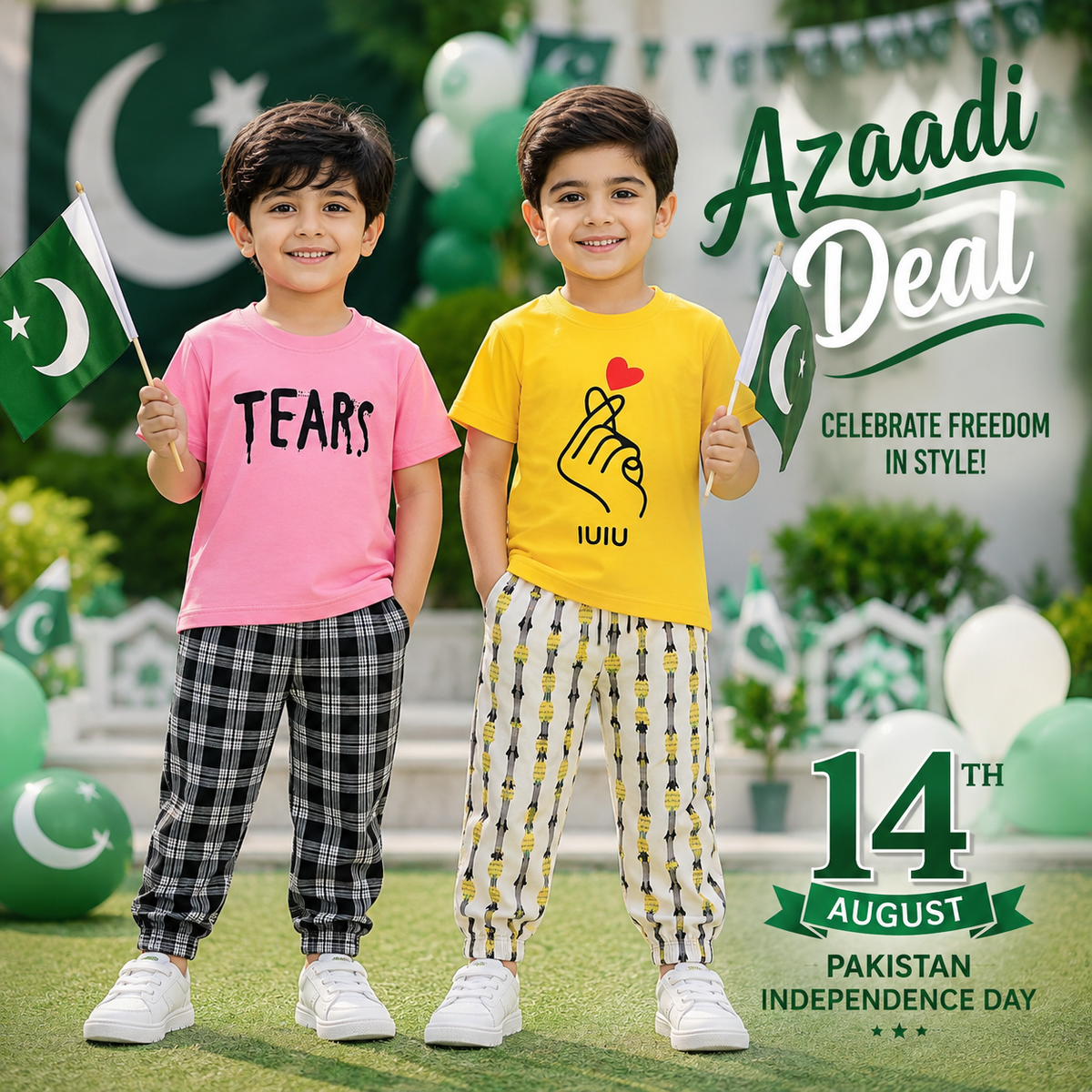 TEARS Graphic print  & Heart Hand Graphic Premium Cotton Night Suit ( Pack of two ) D37