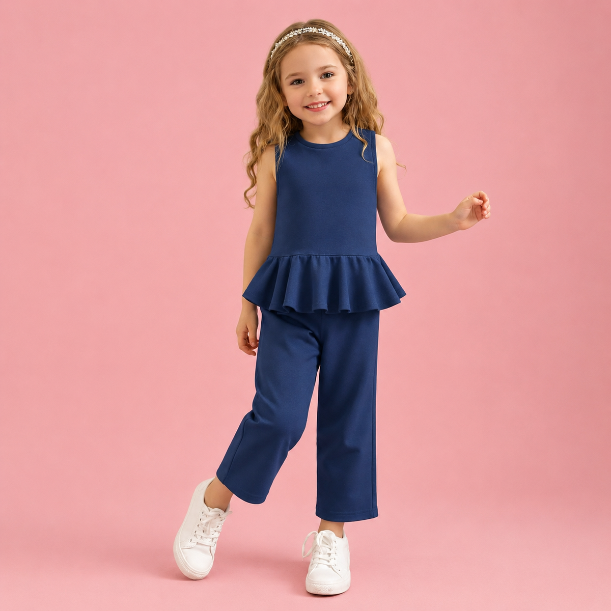 Charming Blue Cotton Jersey Playground Outfit for Kids