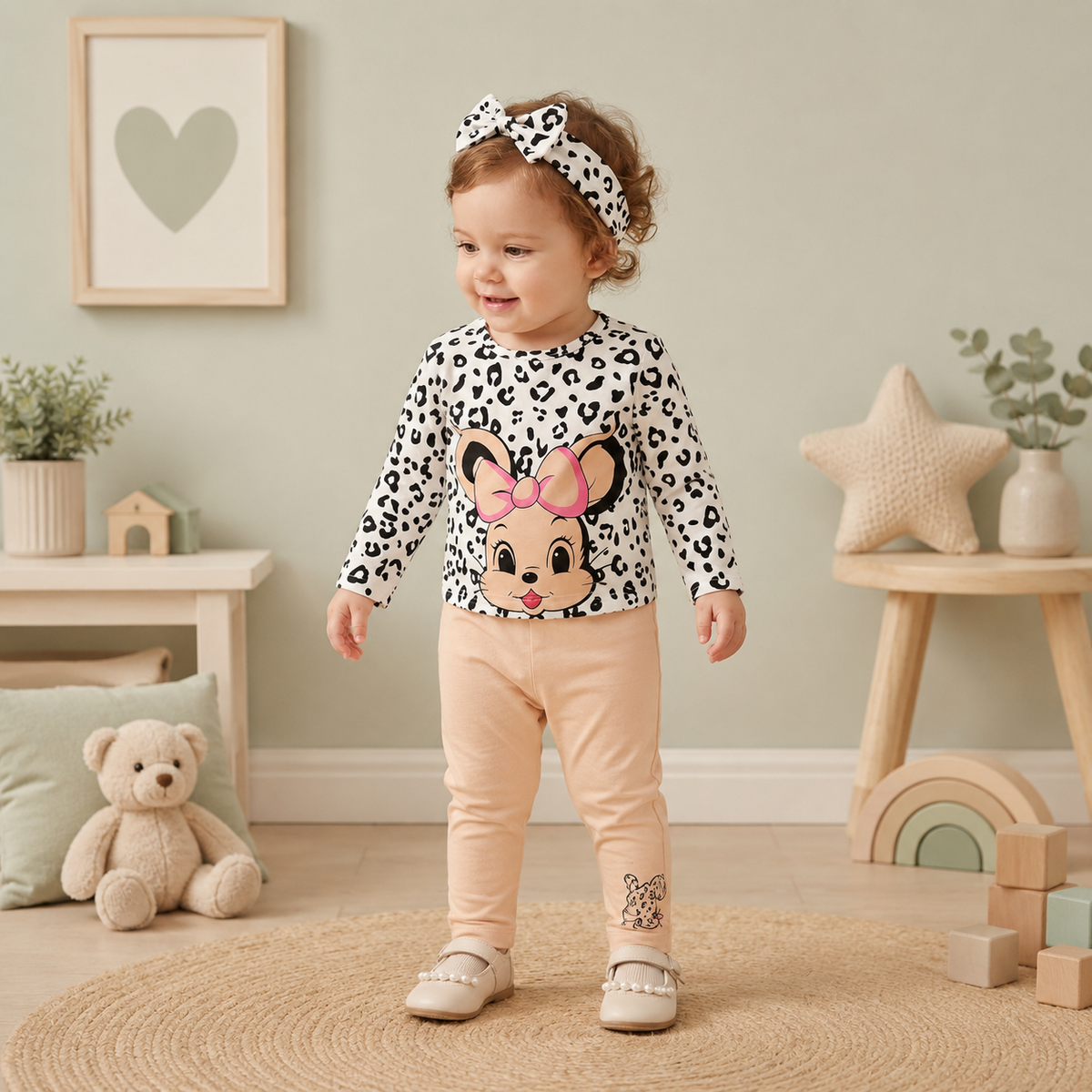 white bunny with cheeta print&nbsp; pajama Printed Kids Wear