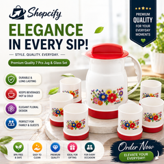 Premium Water Jug Glass Set (7 Pcs)