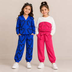 Blue V Neck  Herat + Pink Blush Belle Poket Style  (Pack of 2)