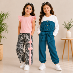 ZInk Blush Belle Poket + Pink  shirt with riboon style pajama  (Pack of 2)