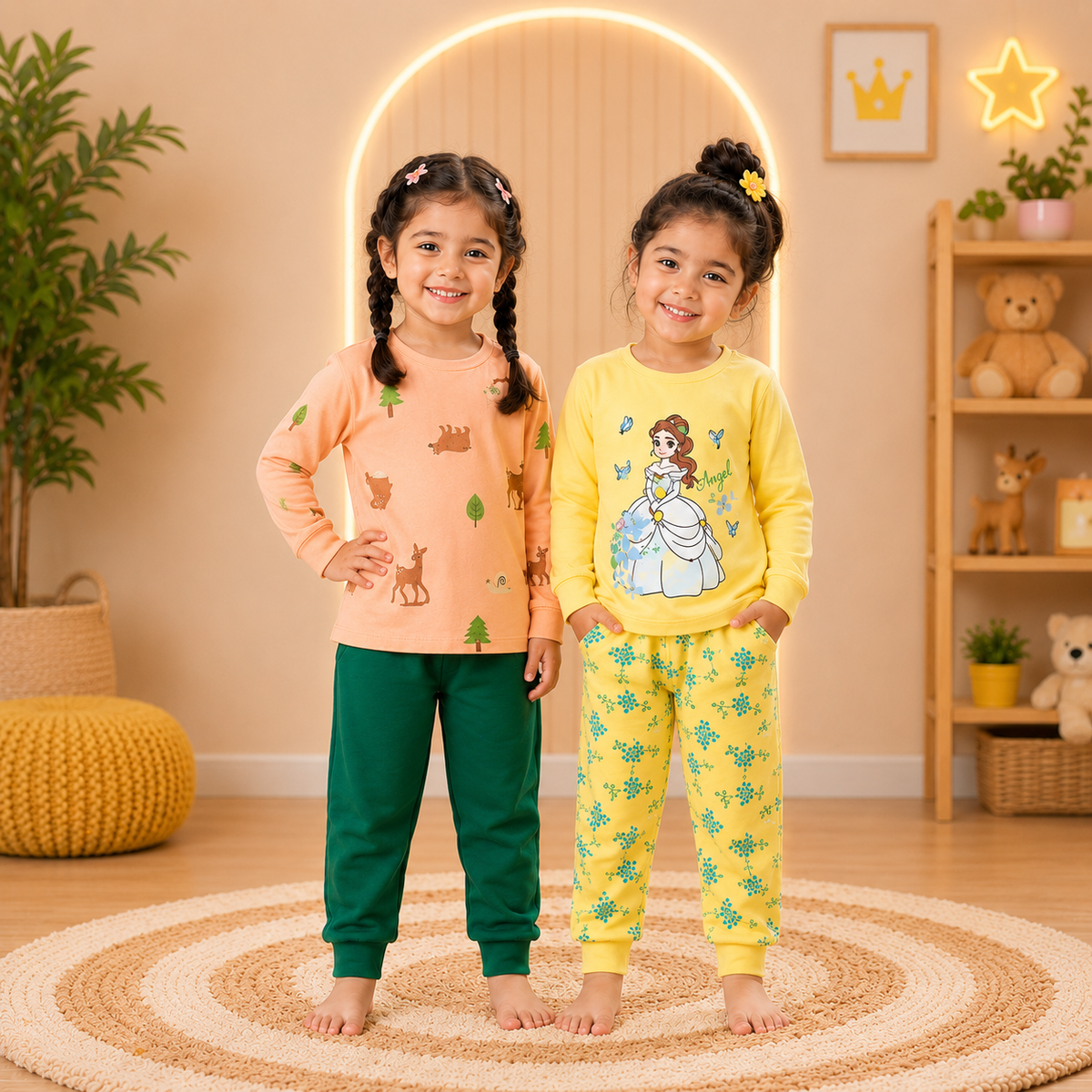 Peach Bear And Tree Set  + Yellow Princess Set (Pack of 2)