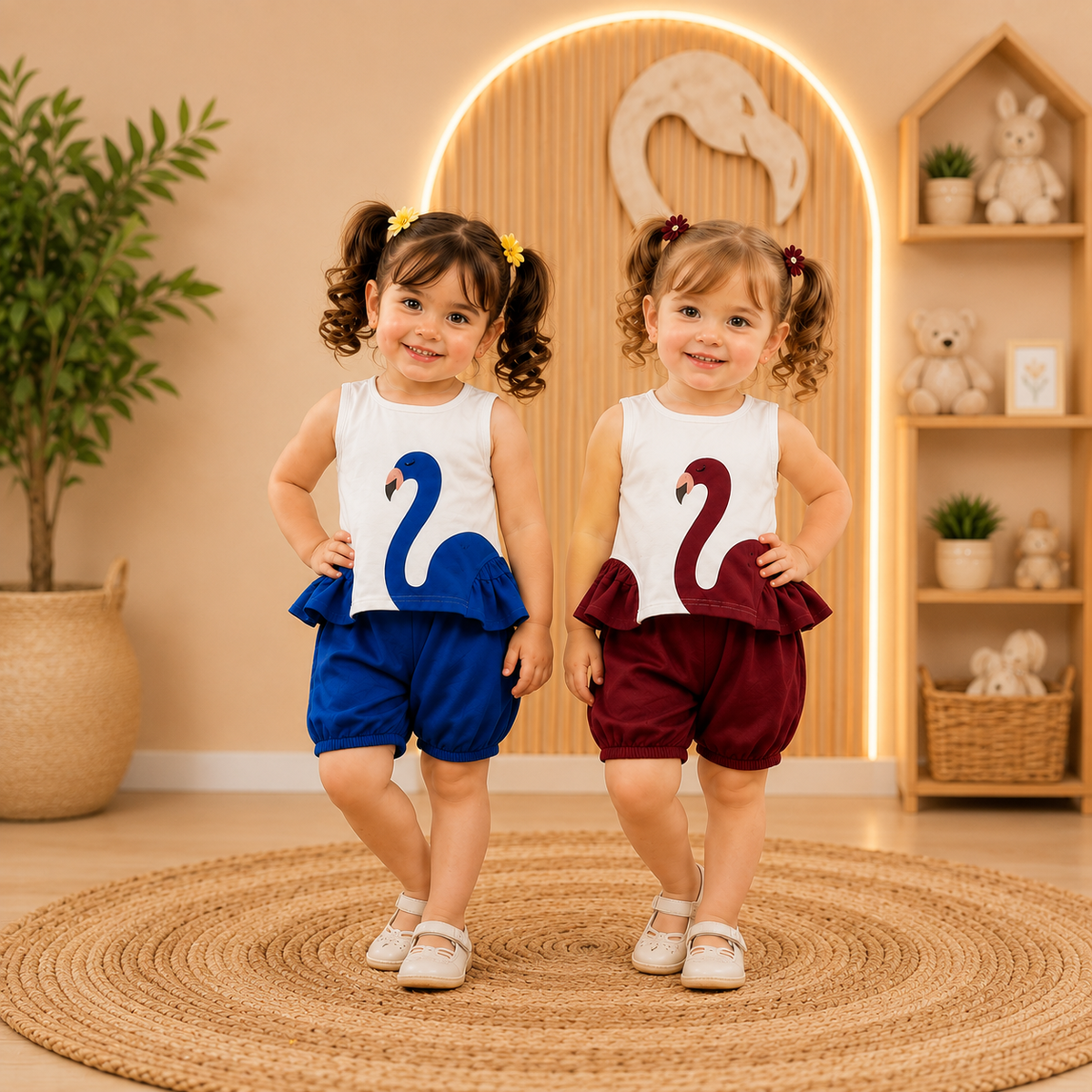Blue Blushing Duck  + Maroon Blushing Duck Short Set (Pack of 2)