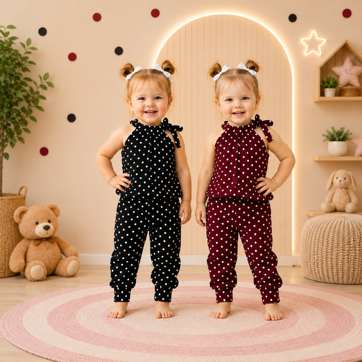 Black Dot + Maroon Dot  Short Set (Pack of 2)