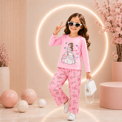 Pink Princess printed kids short sleeves
