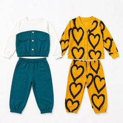 Zink Blush Belle Poket + V Neck Yellow Heart  (Pack of 2)