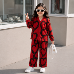 V NECK RED HEART SHIRT KIDS WEAR