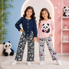 Pink Lovely Panda Set + Blue Crown Girl Set  (Pack of 2)