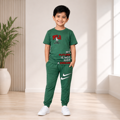 Boys Green POLO Graphic Co-Ord Set – Premium Cotton Summer Outfit