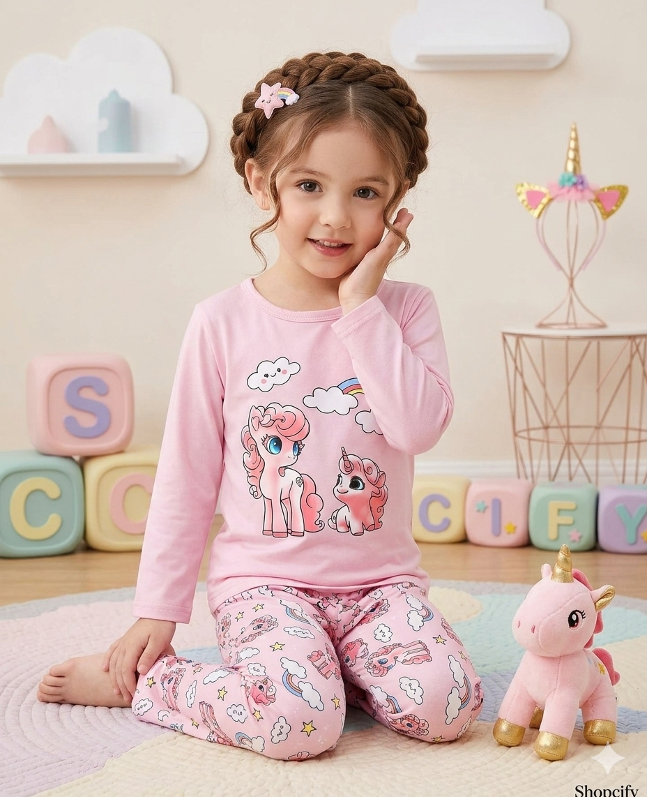 Pink unicon rainbow Printed Kids Wear