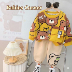 YELLOW BEAR POCKET STYLE WINTER KIDS TRACSUIT