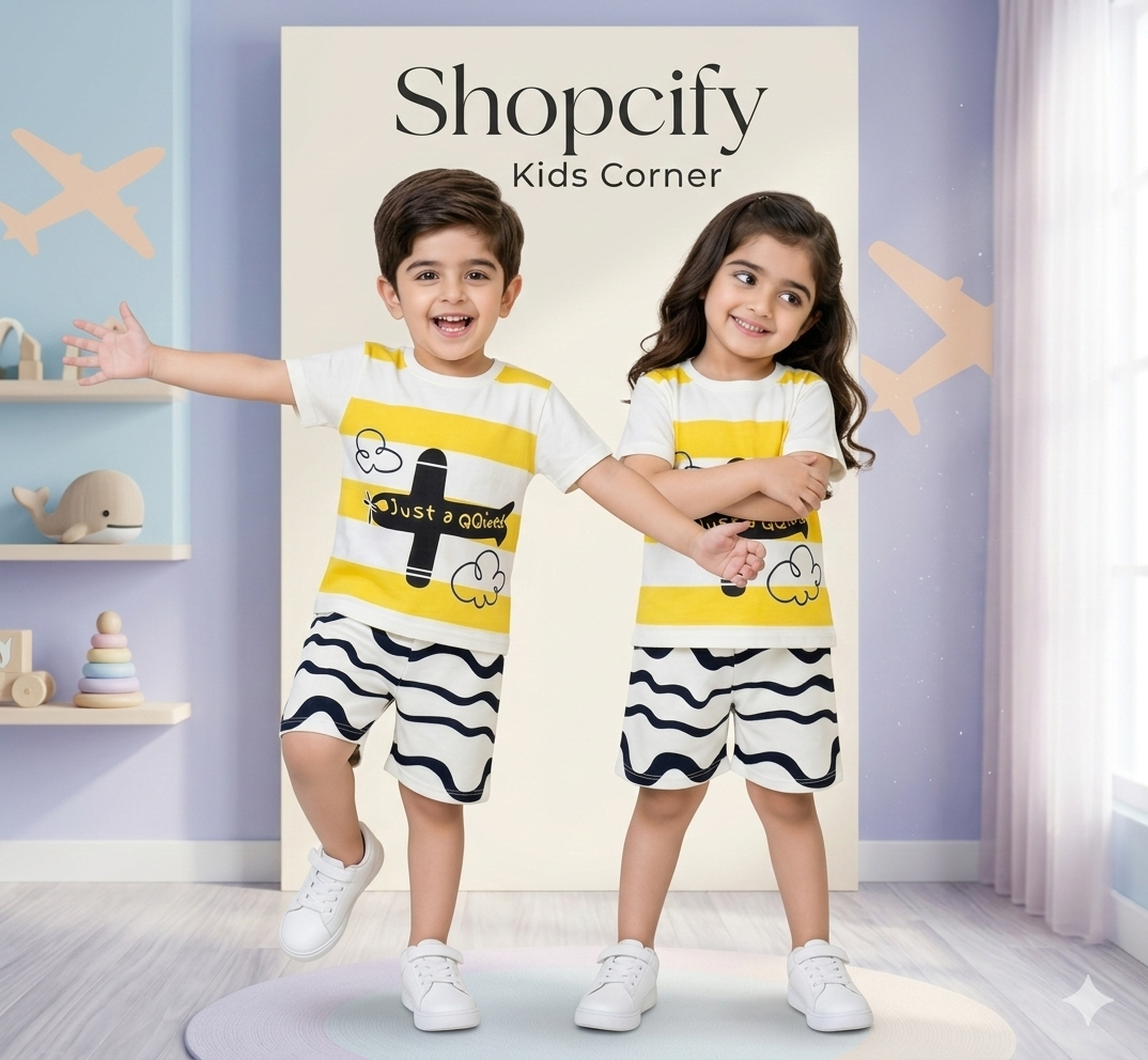AEROPLANE PRINTED SHORT SLEEVE KIDS WEAR