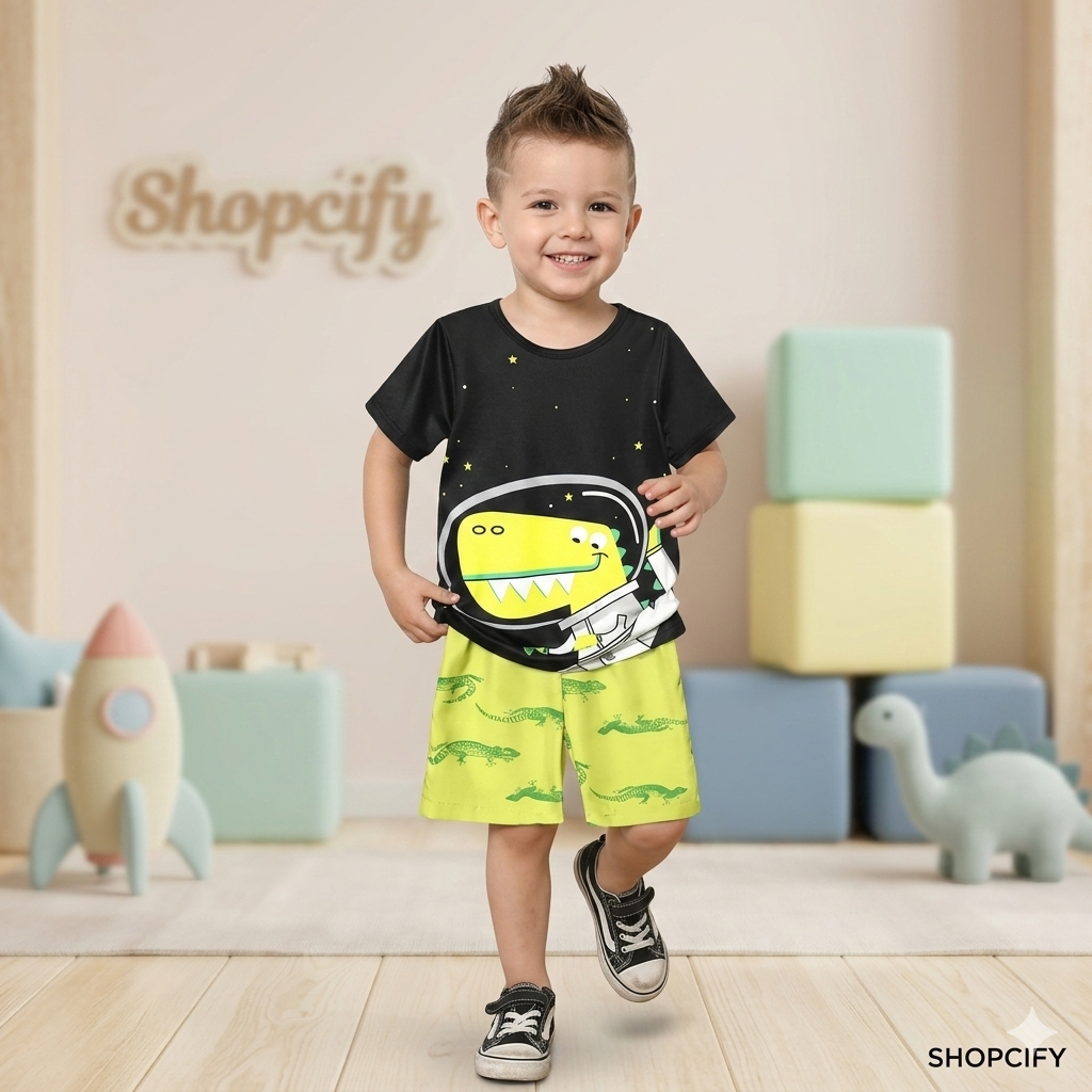 BLACK LEMON DRAGON SHORT SET