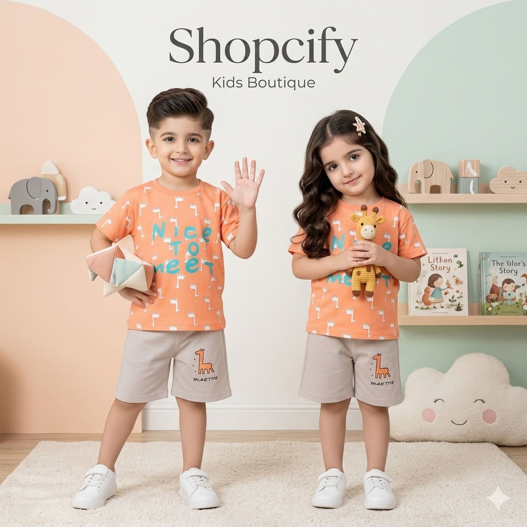 NICE TO MEET PRINTED SHORT SLEEVE KIDS WEAR
