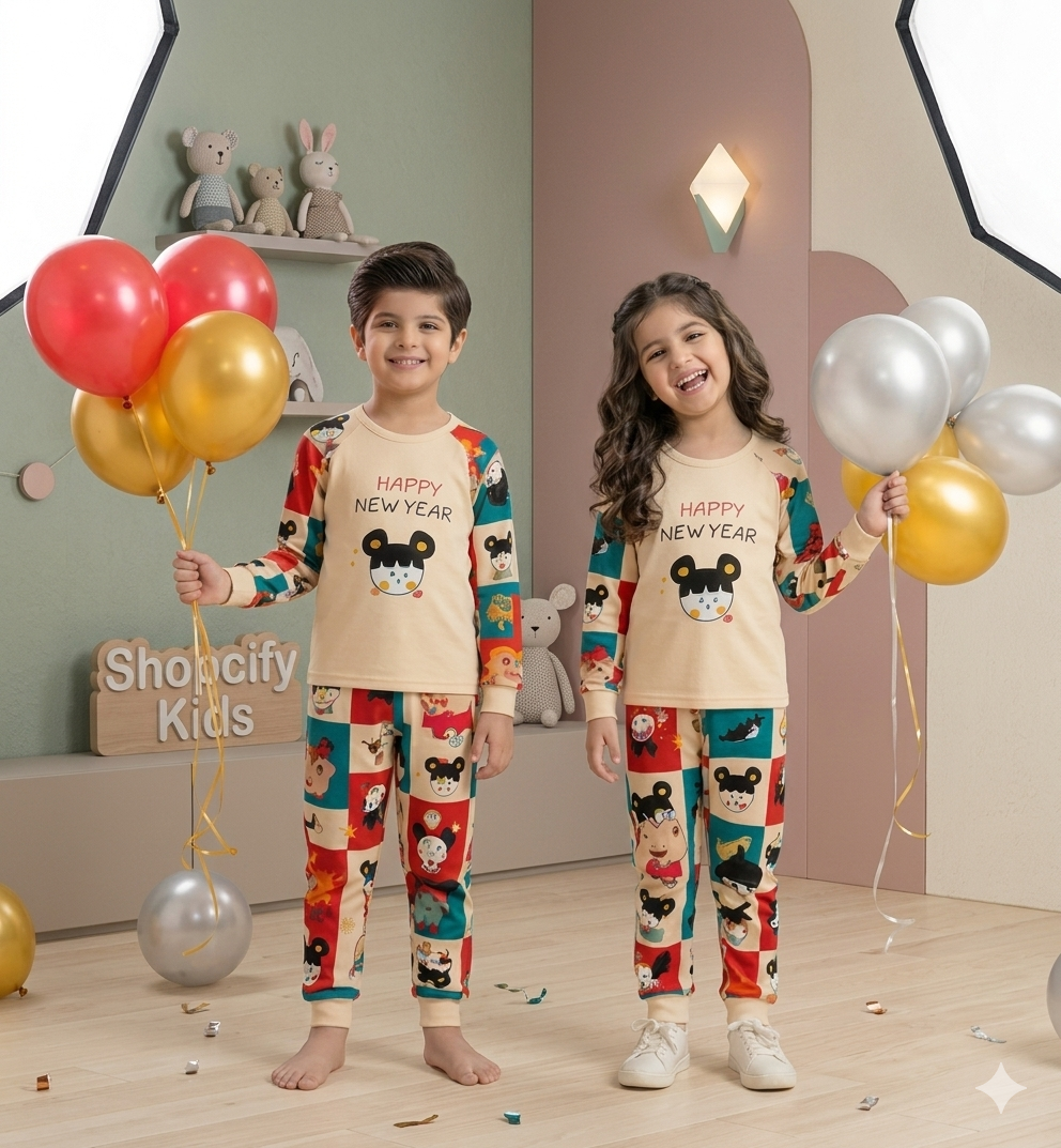 HAPPY NEW YEAR PRINTED KIDS WEAR
