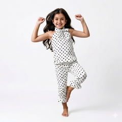 White Dot printed kids short sleeves less